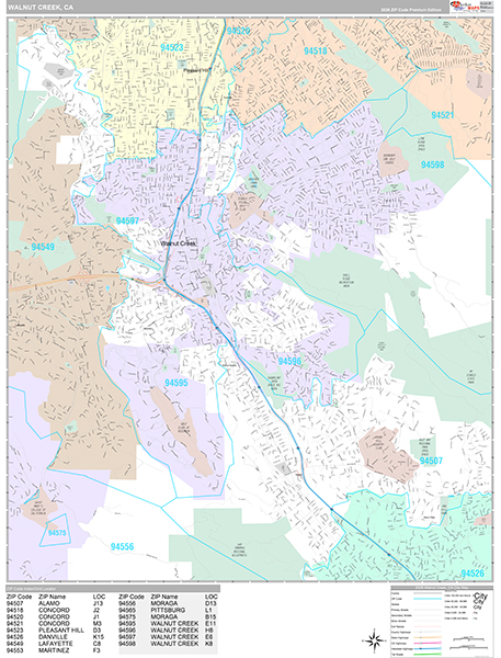 Walnut Creek Wall Map
